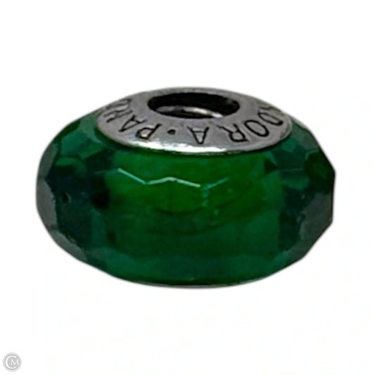 Green Faceted Murano Glass & Sterling Bracelet Charm By Pandora