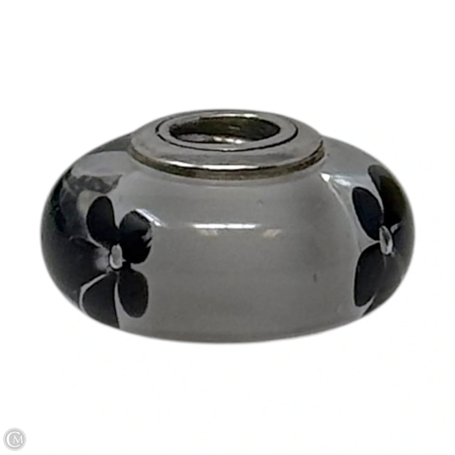 Black Cherry Blossom Murano Glass & Sterling Bracelet Charm By Pandora