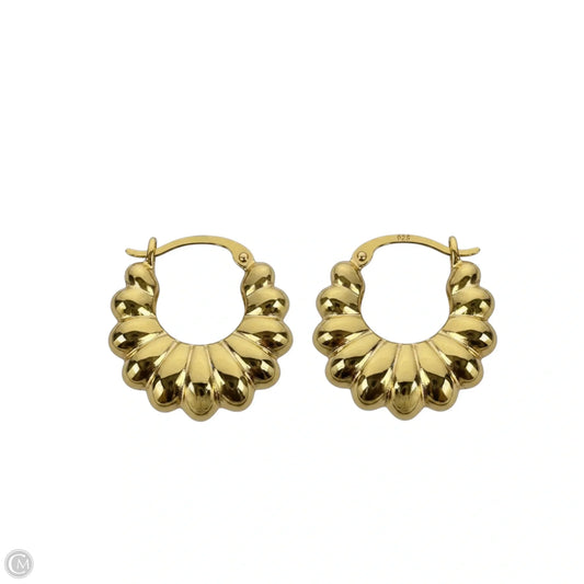 Puffy Ribbed Gold Over Sterling Silver Hoop Earrings