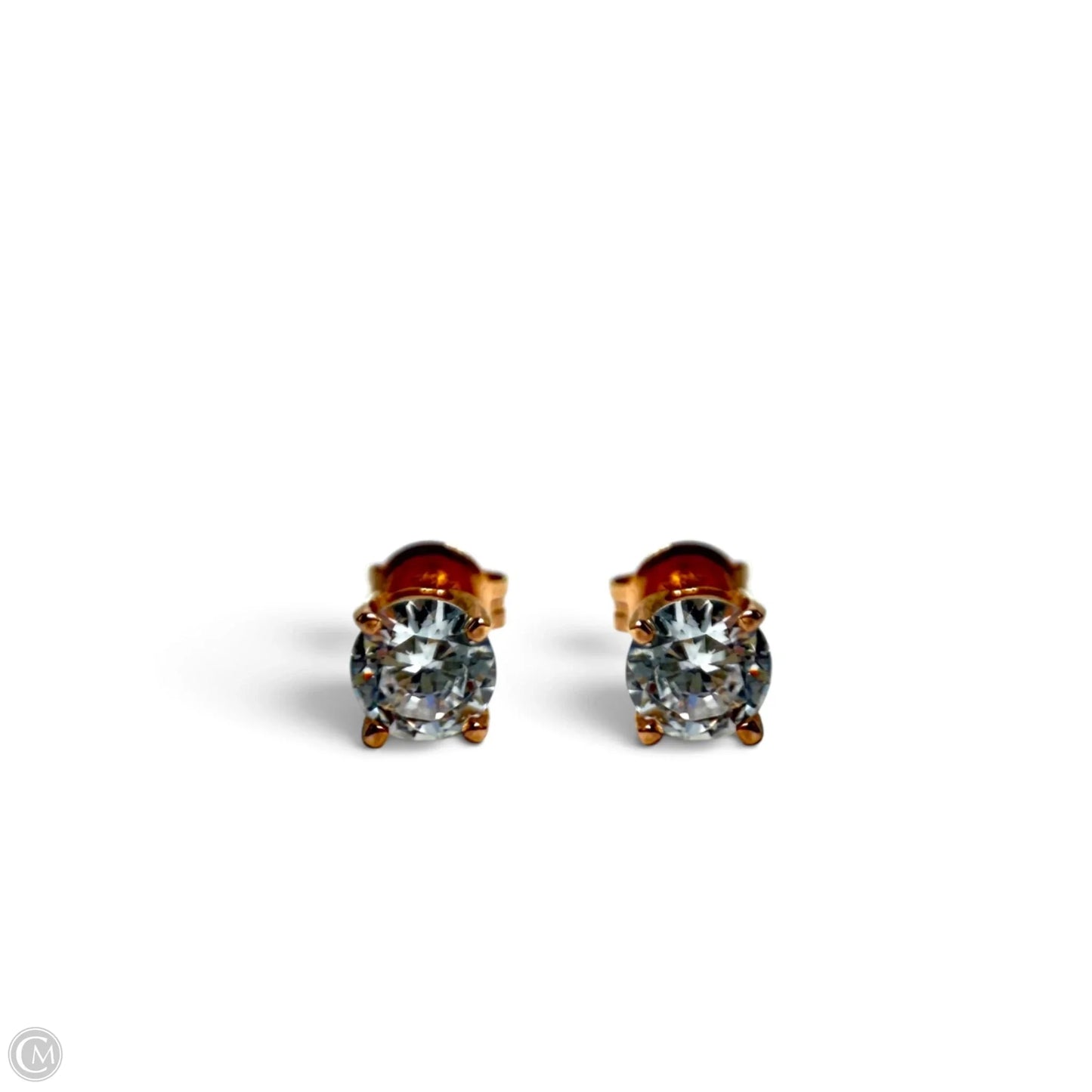 Rose Gold Over Sterling Silver Solitaire Stud Earrings