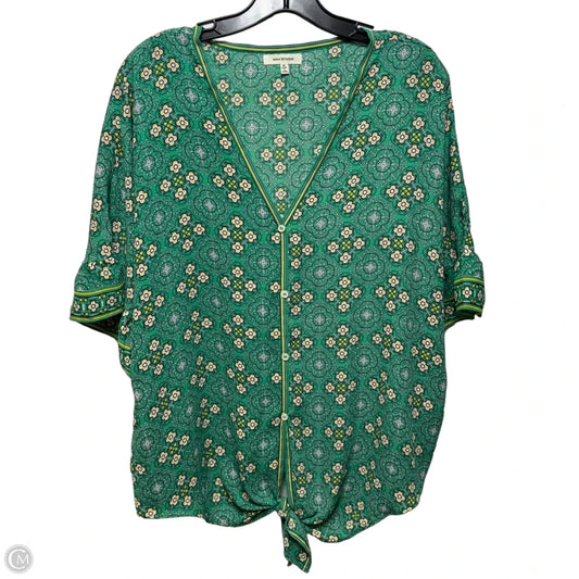 Top Short Sleeve By Max Studio In Green & Yellow, Size: Xl