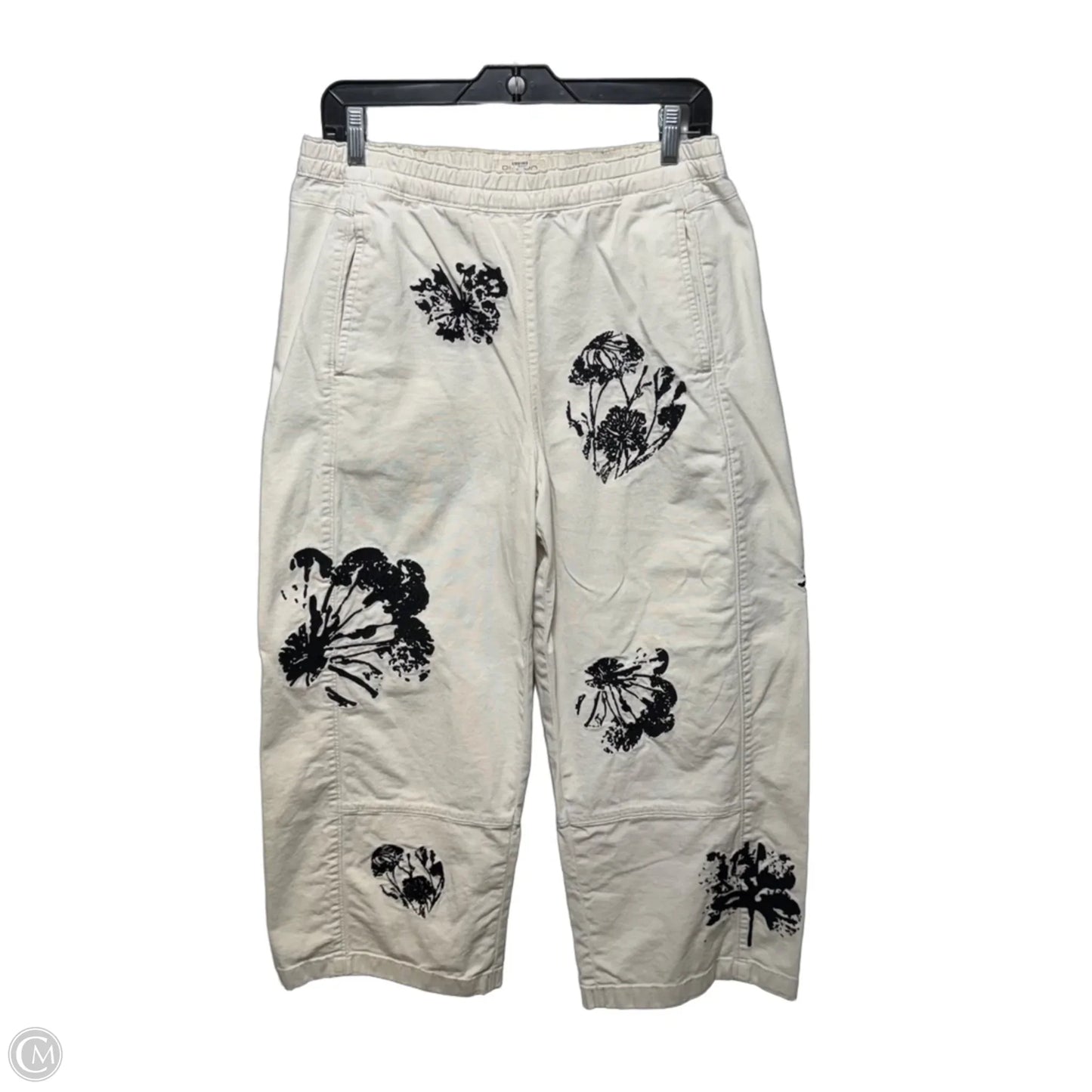 Pants Wide Leg By Pilcro In Cream and Black Embroidery, Size: M