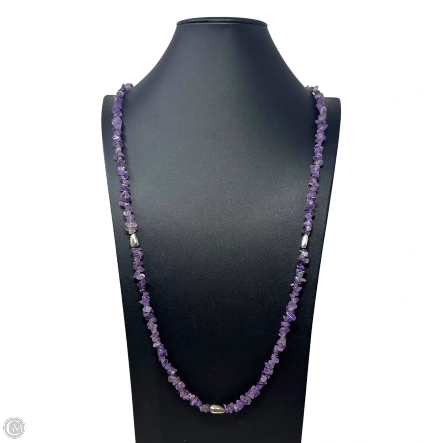 Amethyst Chip & Sterling Silver Bead Long Necklace