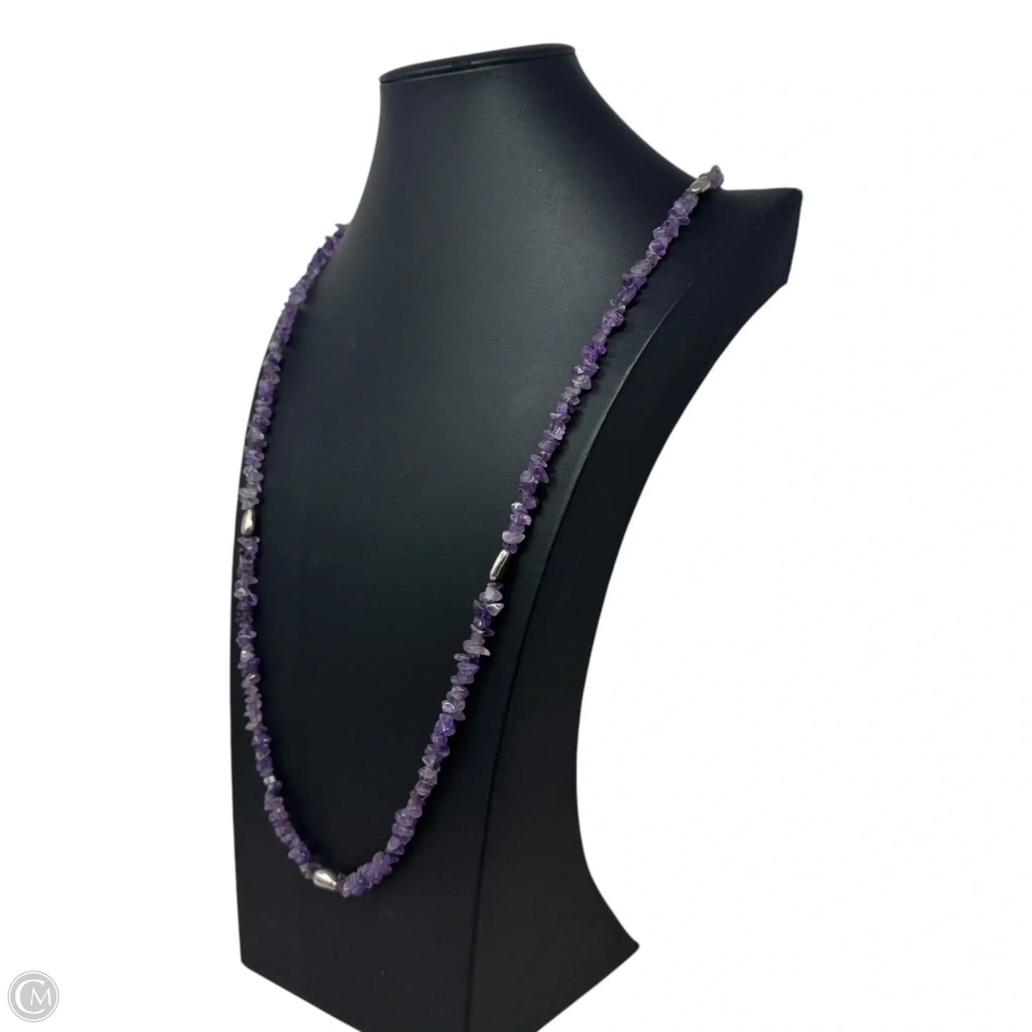 Amethyst Chip & Sterling Silver Bead Long Necklace