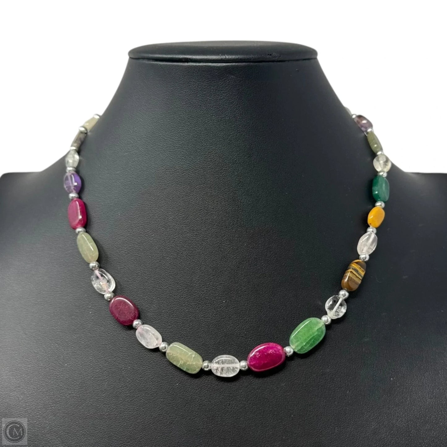 Multicolor Stone Beaded Necklace with Screw Clasp