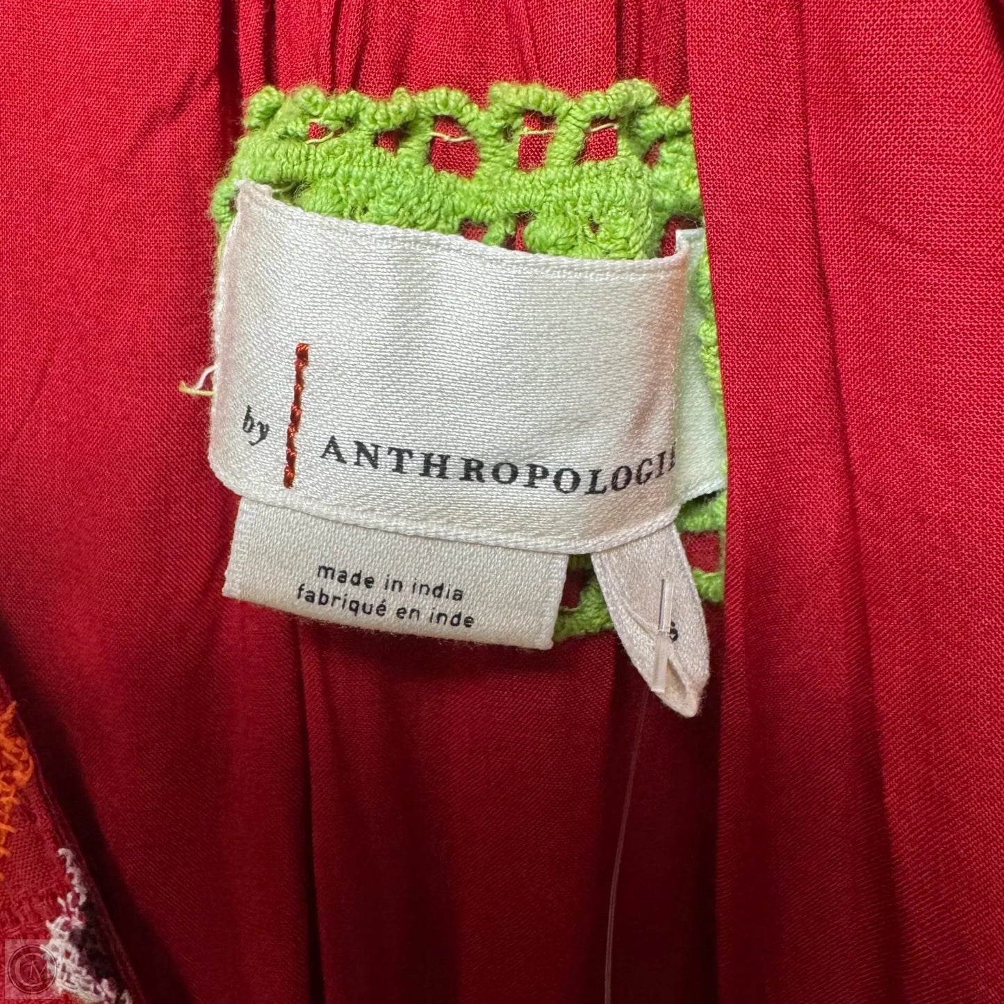 Niamh Embroidered Tunic Dress By Anthropologie In Red & Yellow, Size: S