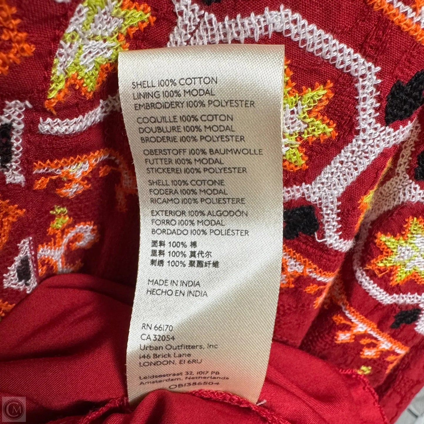 Niamh Embroidered Tunic Dress By Anthropologie In Red & Yellow, Size: S