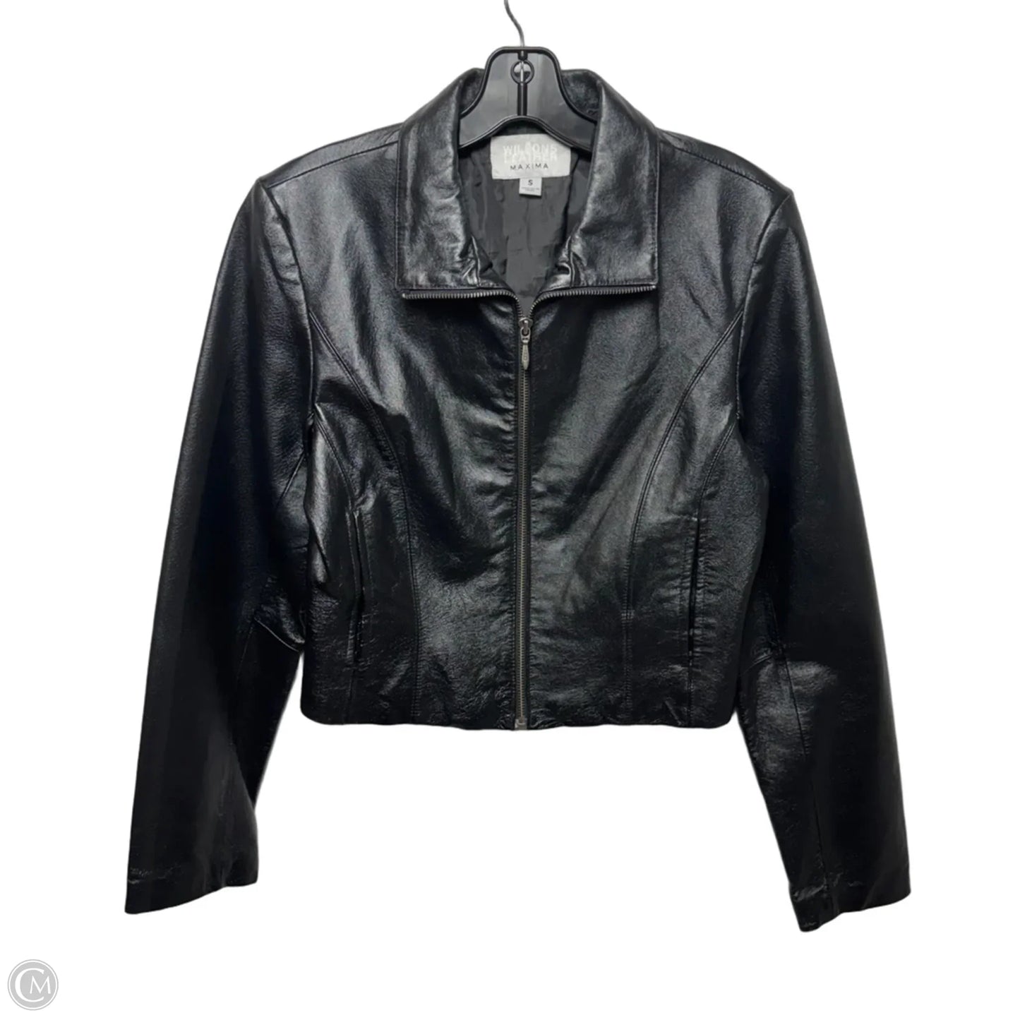Jacket Moto Leather By Wilsons Leather In Black, Size: S