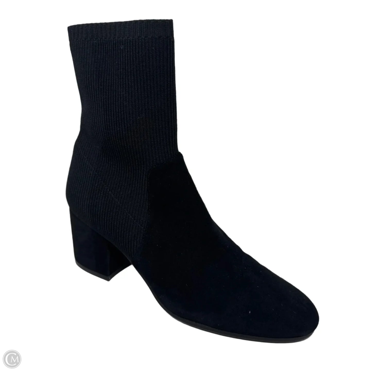 Knolls Suede Stretch Knit Boots Ankle Heels By Eileen Fisher In Black, Size: 9