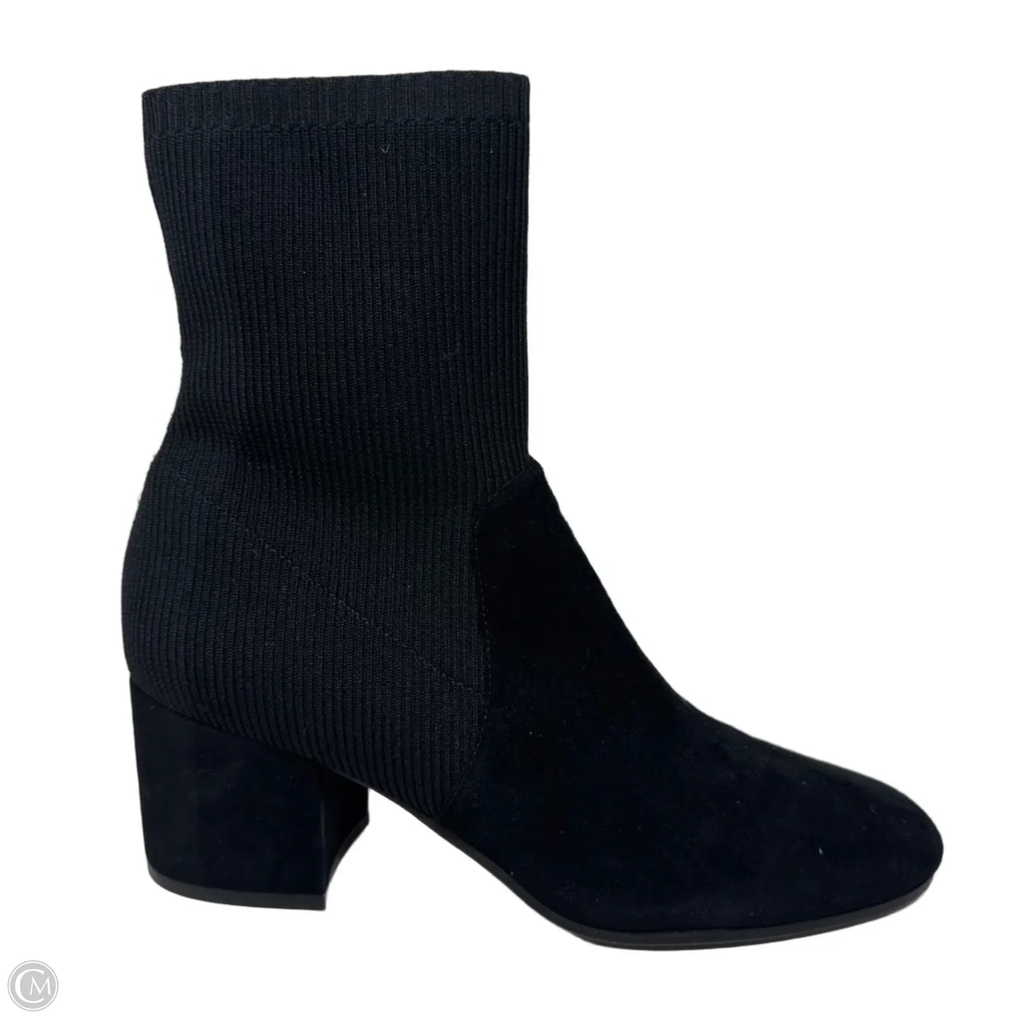 Knolls Suede Stretch Knit Boots Ankle Heels By Eileen Fisher In Black, Size: 9