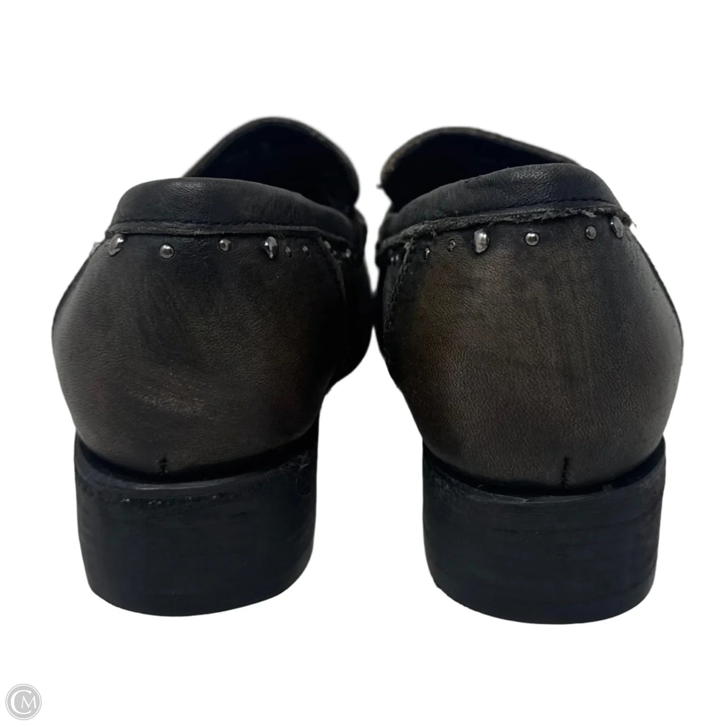 Myla Studded Loafers Shoes Heels Block By Freebird In Brown & Silver, Size: 9