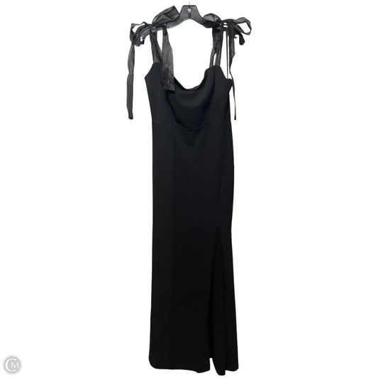 Tie Strap High Slit Dress Party Long By Fashion Nova In Black, Size: 1x