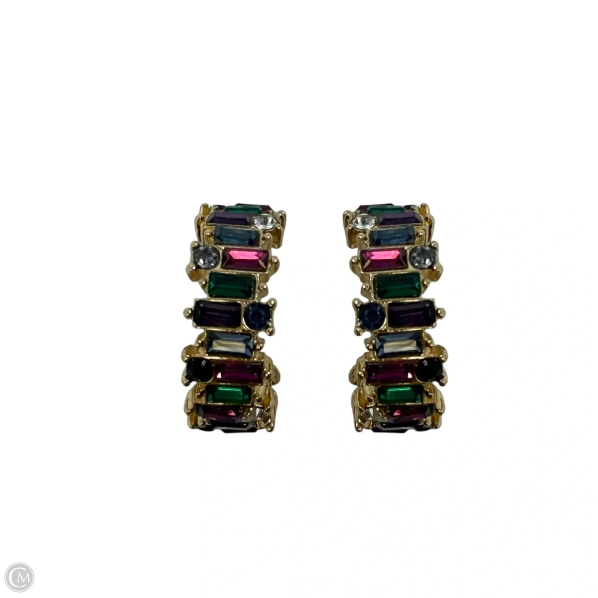 Rhinestone Cluster Hoop Earrings