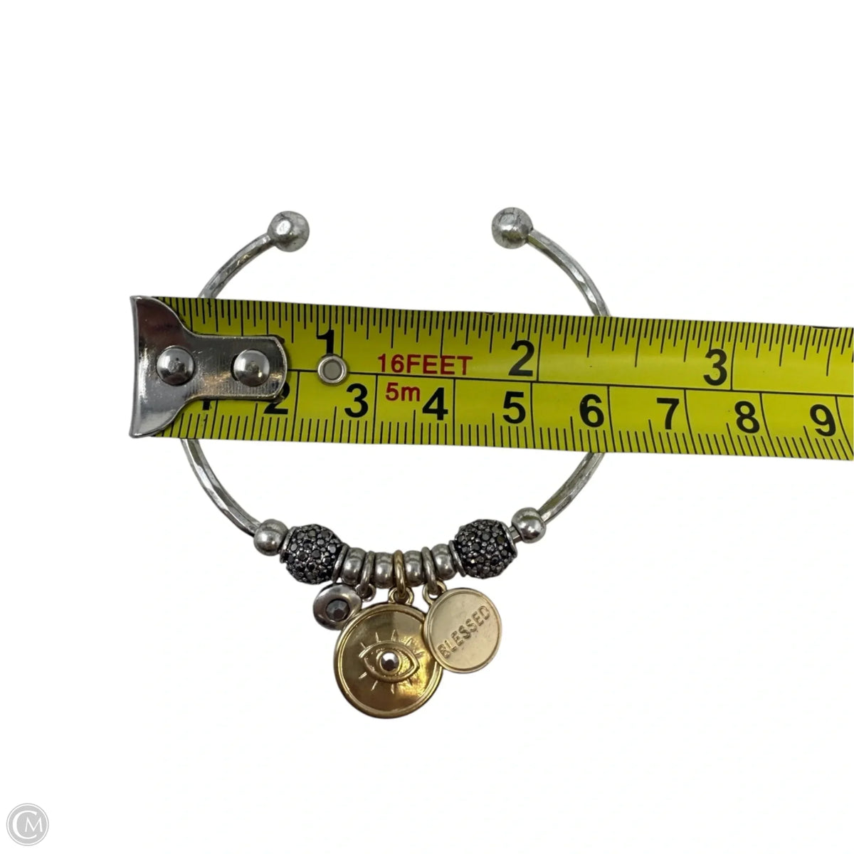 Two Tone Cuff Bracelet With Blessed Charms