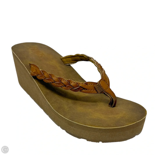 Jess Wedge Platform Sandals By Flojos In Tan, Size: 8