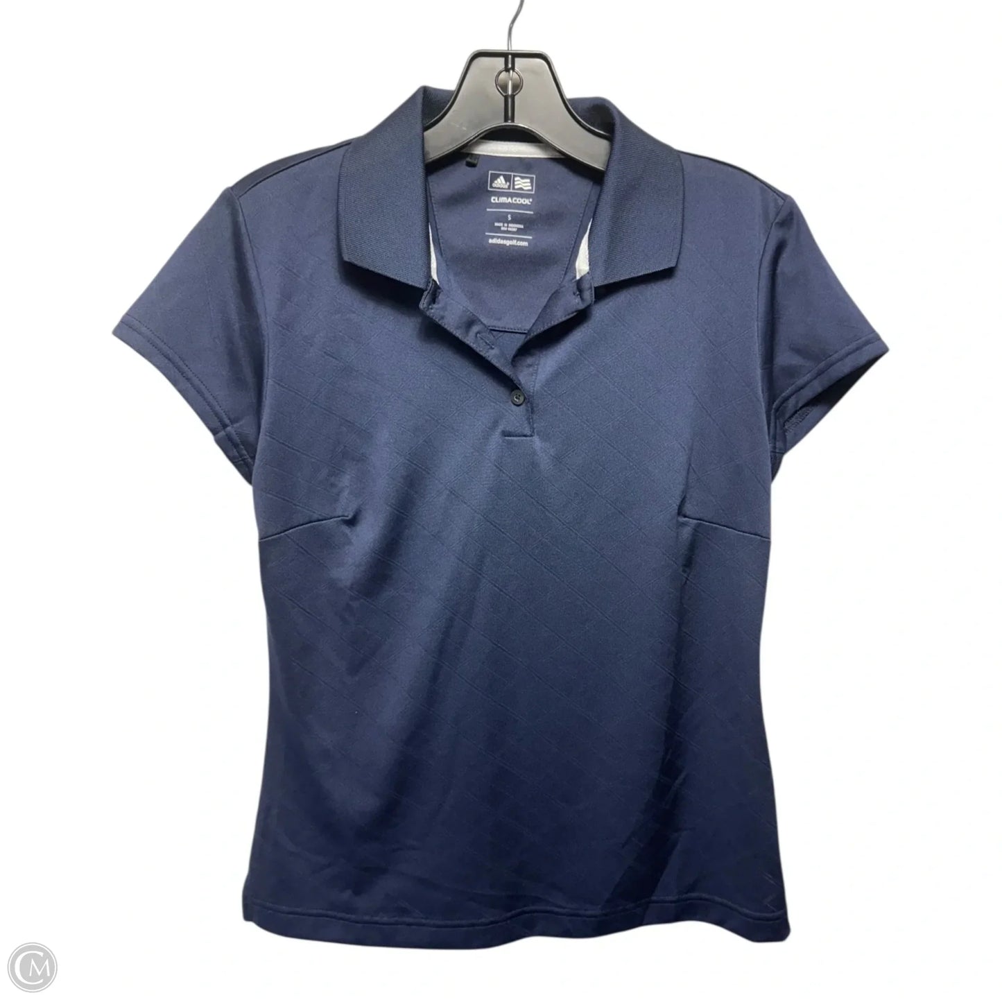 Athletic Top Short Sleeve By Adidas In Navy, Size: S