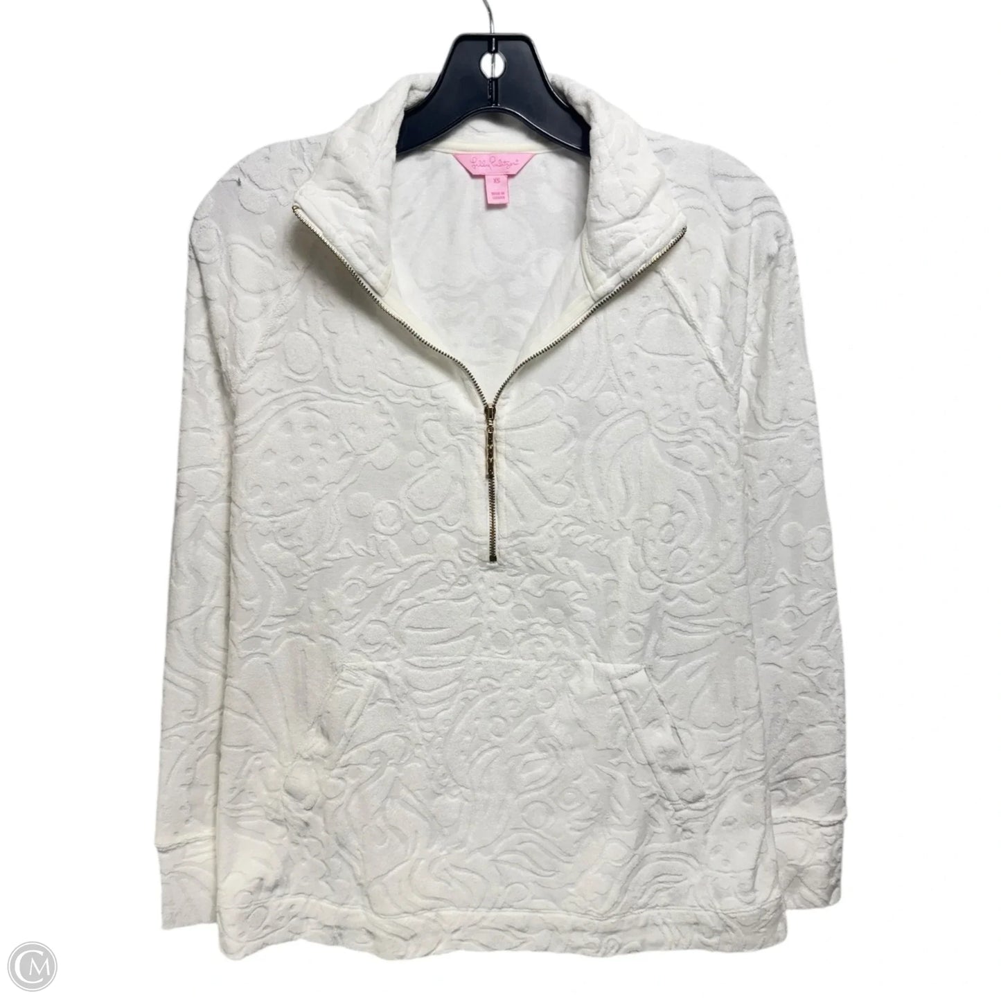 Terry Skipper Resort Popover Top Long Sleeve Designer By Lilly Pulitzer In White, Size: XS