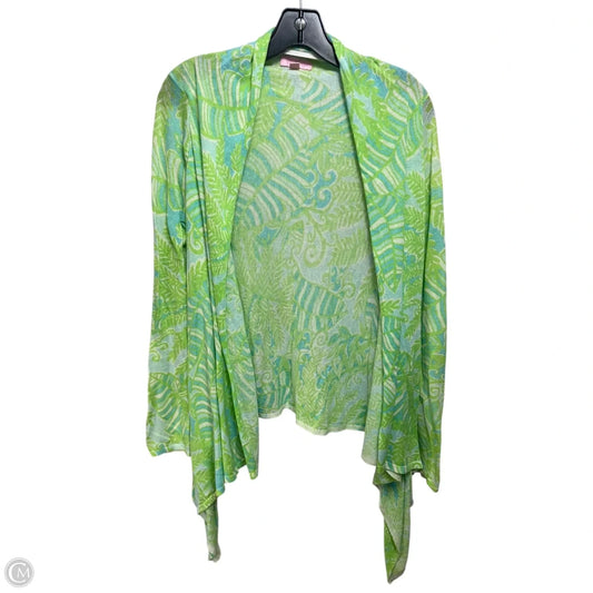 Babs Wrap Cardigan Sweater Designer By Lilly Pulitzer In Shorely Blue & Green, Size: S