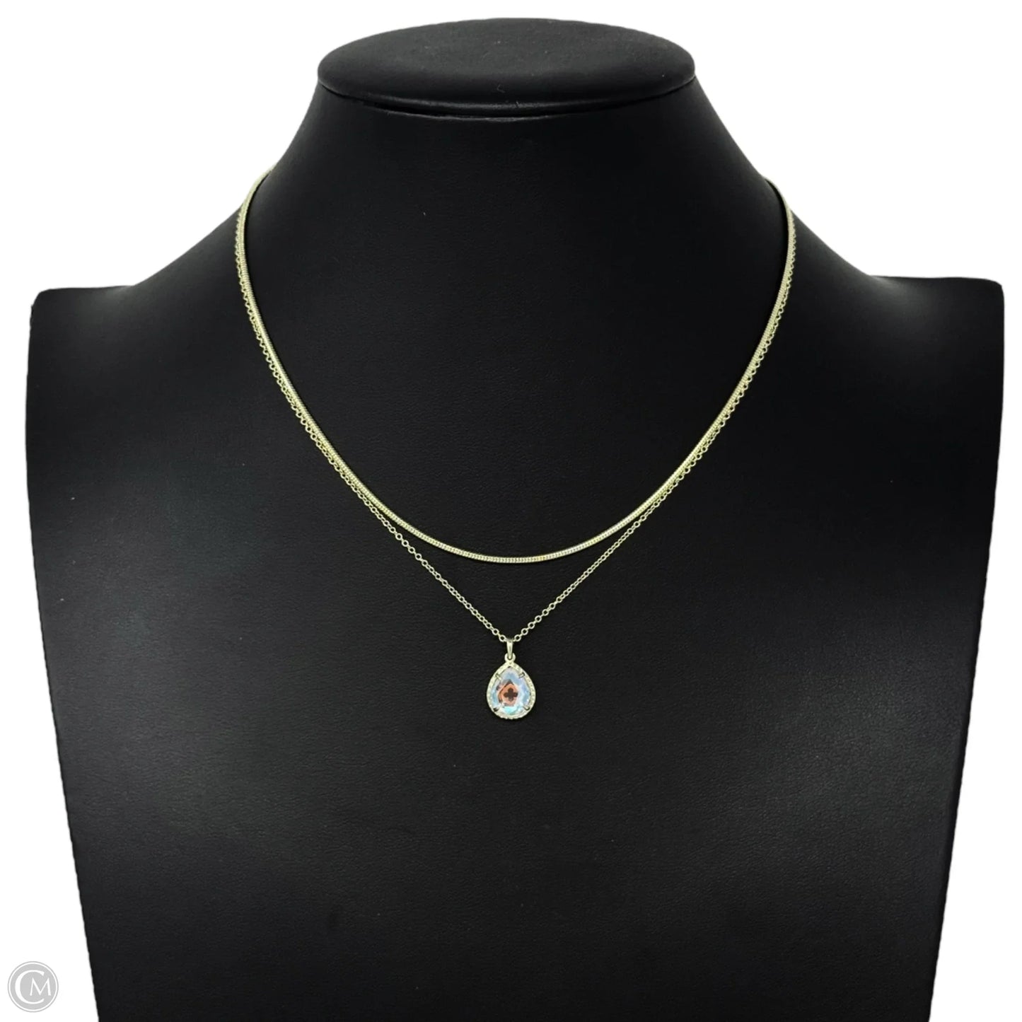 Sami Gold Layered, Dichroic Glass Teardrop Pendant, Multi-Strand Chain Necklace By Kendra Scott