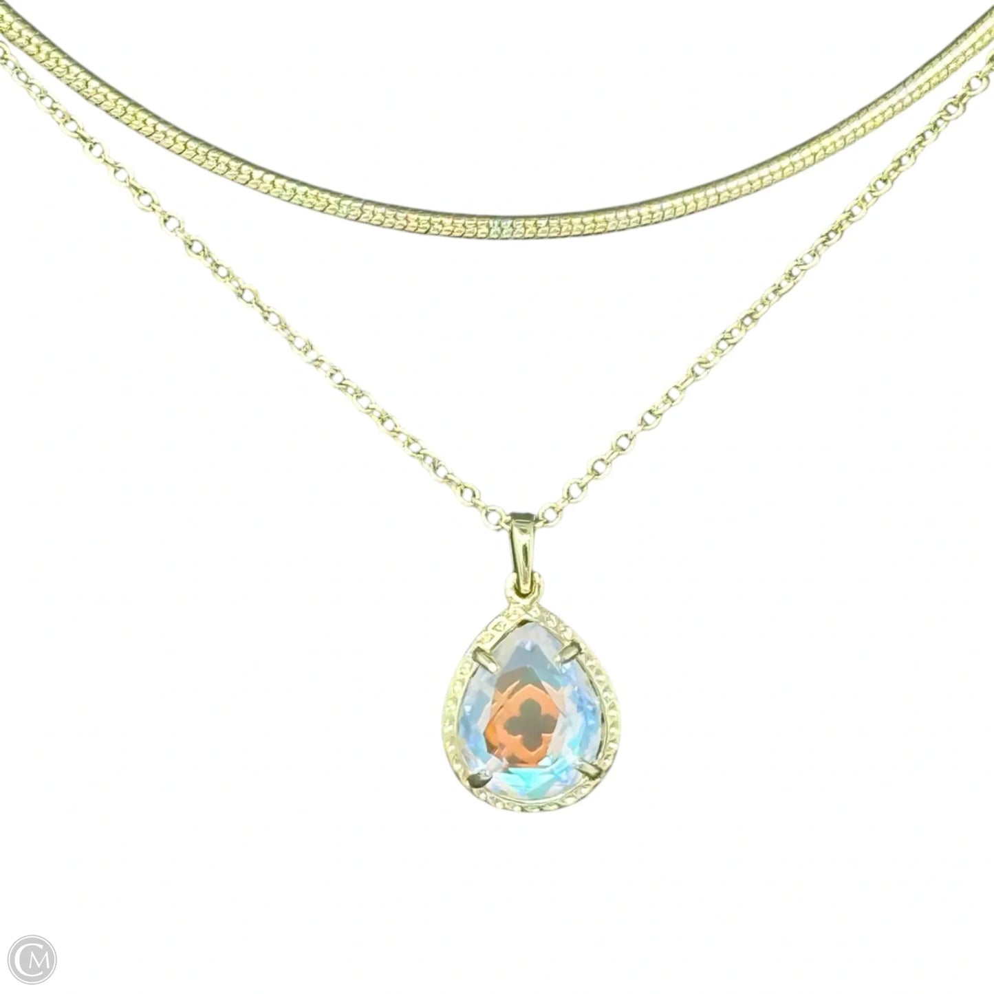 Sami Gold Layered, Dichroic Glass Teardrop Pendant, Multi-Strand Chain Necklace By Kendra Scott