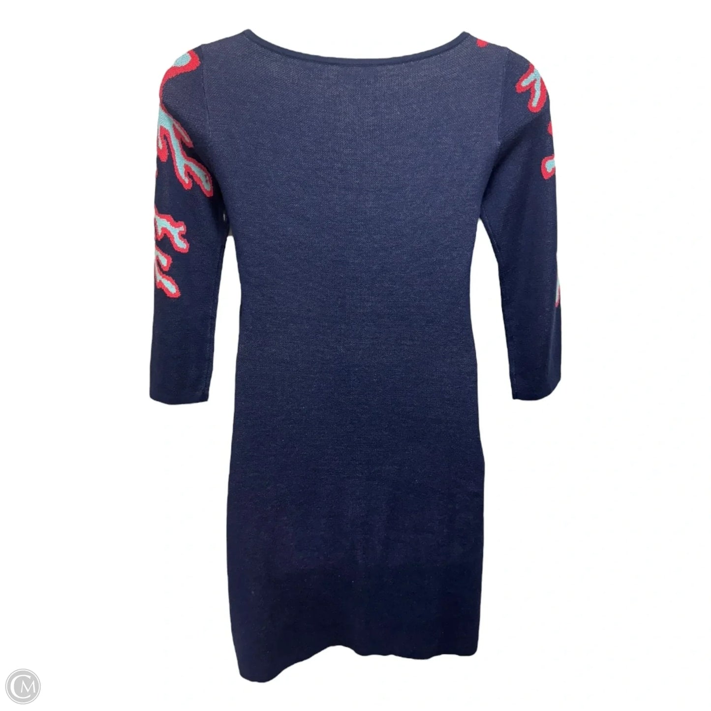Polly Sweater Shift Dress Designer By Lilly Pulitzer In True Navy Large Coral Jacquard, Size: M