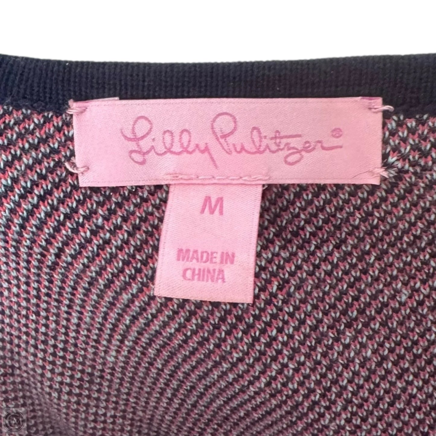 Polly Sweater Shift Dress Designer By Lilly Pulitzer In True Navy Large Coral Jacquard, Size: M