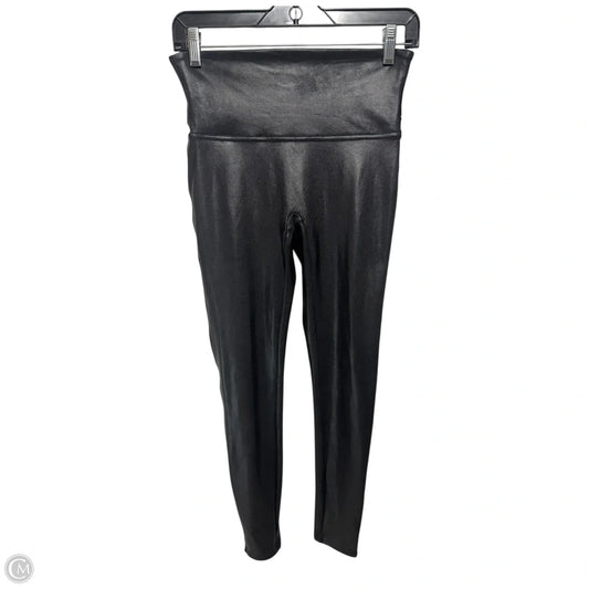 Metallic Pants Leggings By Spanx In Black, Size: L