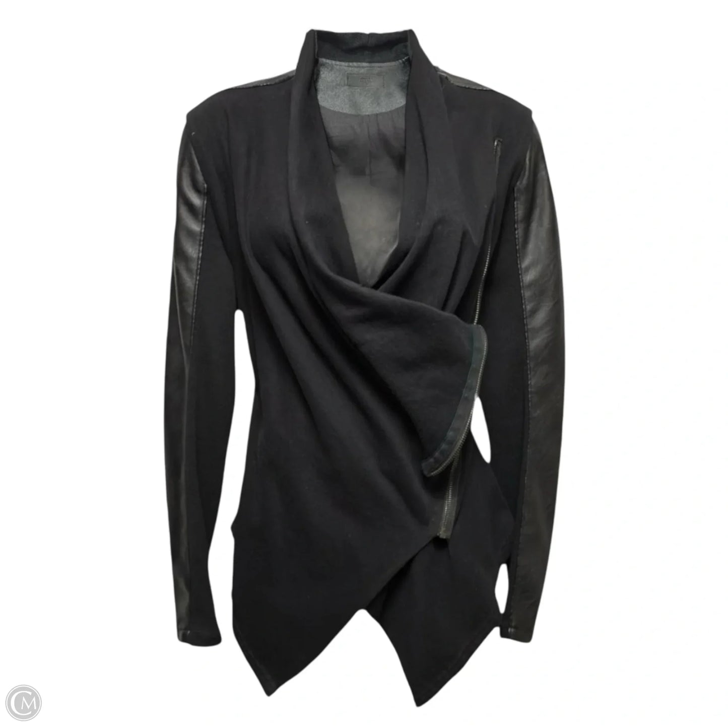 Faux Leather Drape Front Moto Jacket By Blanknyc In Black, Size: S