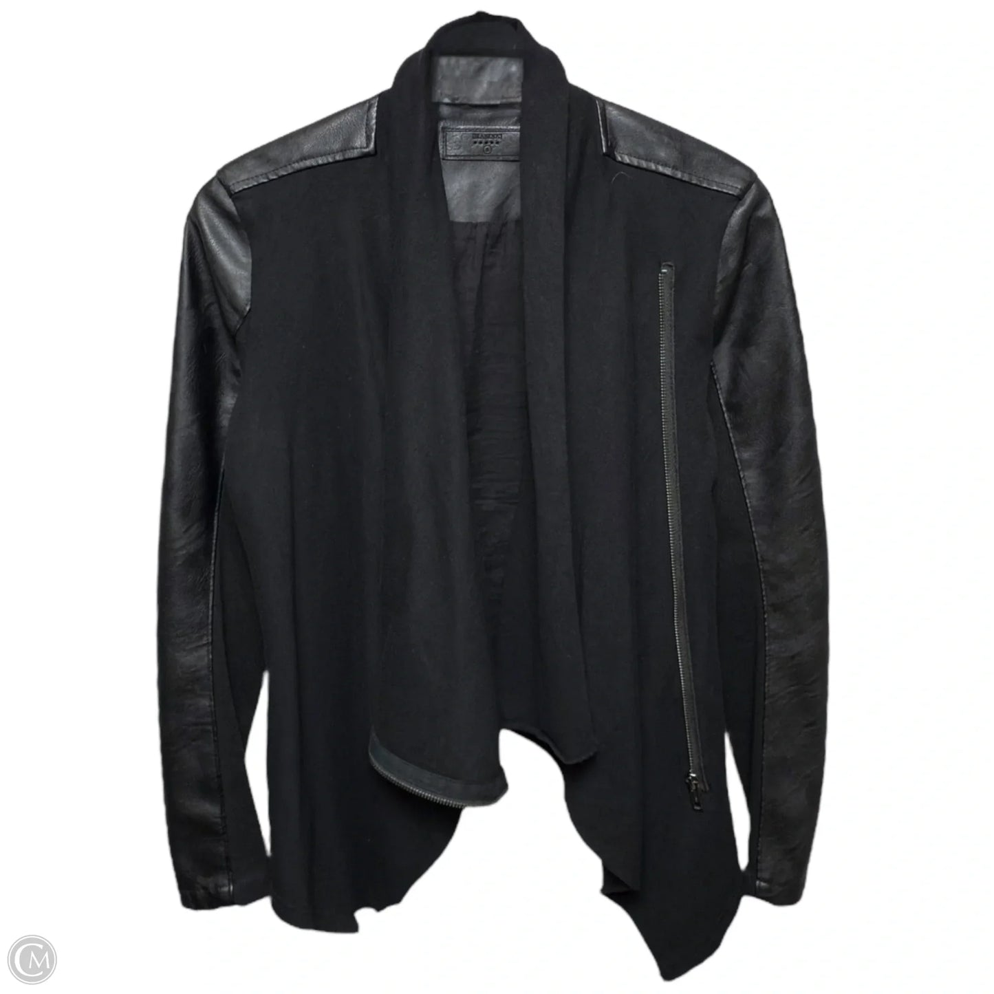 Faux Leather Drape Front Moto Jacket By Blanknyc In Black, Size: S