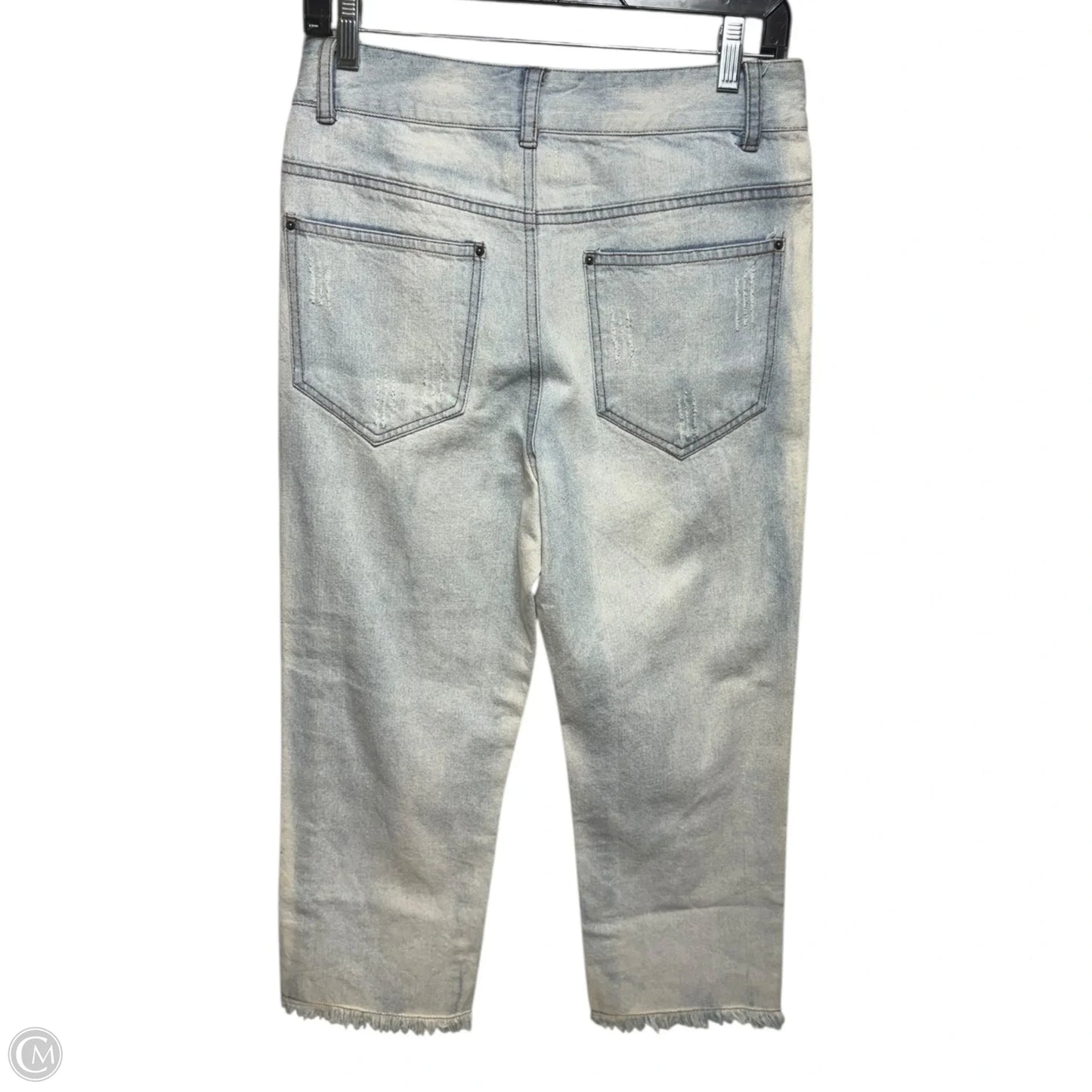 Sequin Patch Cropped Boyfriend Jeans By Pol In Blue Denim, Size: S