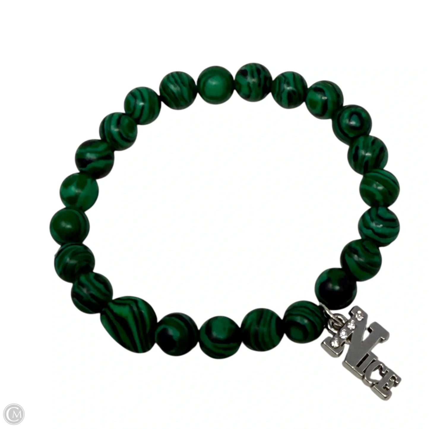 “Nice” Malachite Beaded Stretch Bracelet