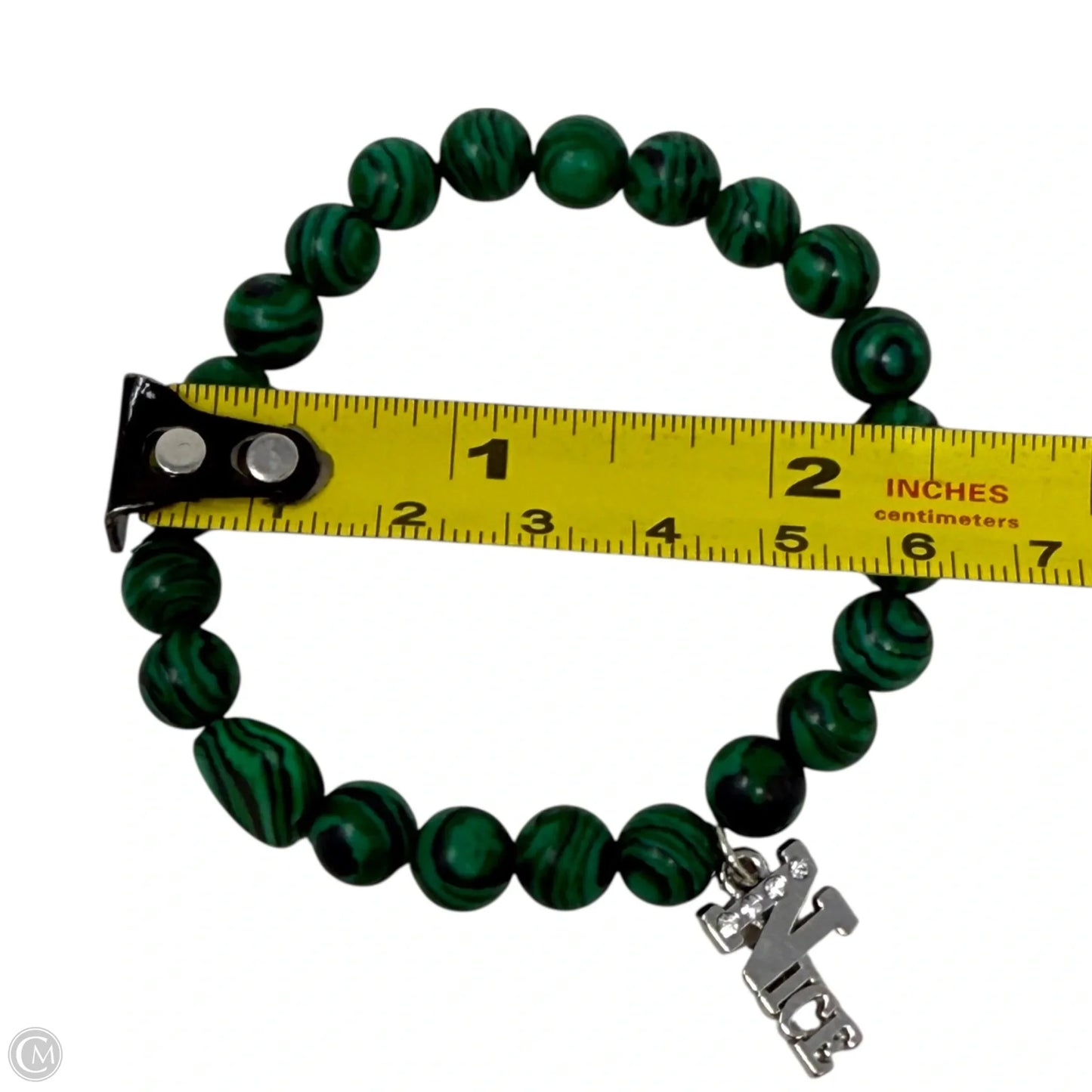 “Nice” Malachite Beaded Stretch Bracelet