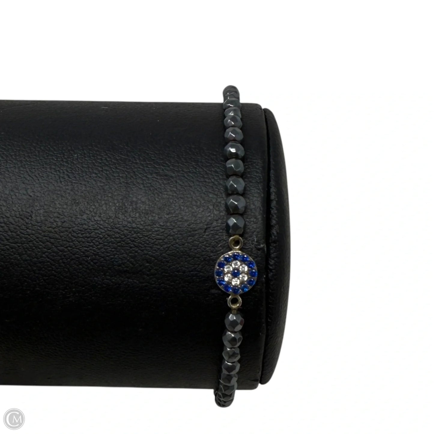 Sterling Silver, CZ & Marcasite Fatima Eye Beaded Stretch Bracelet