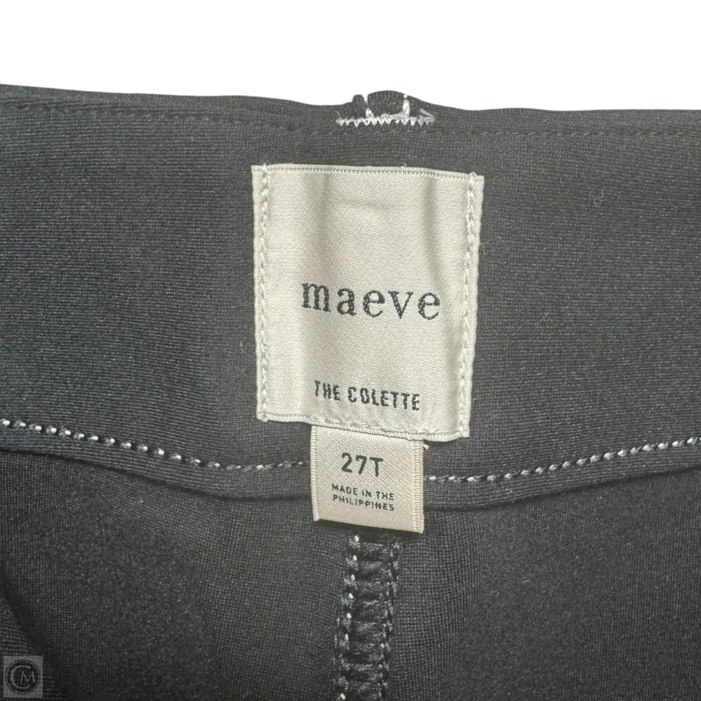 The Colette Contrast-Stitch Linen Crop Wide-Leg Pants By Maeve In Black & White, Size: 4/27 Tall