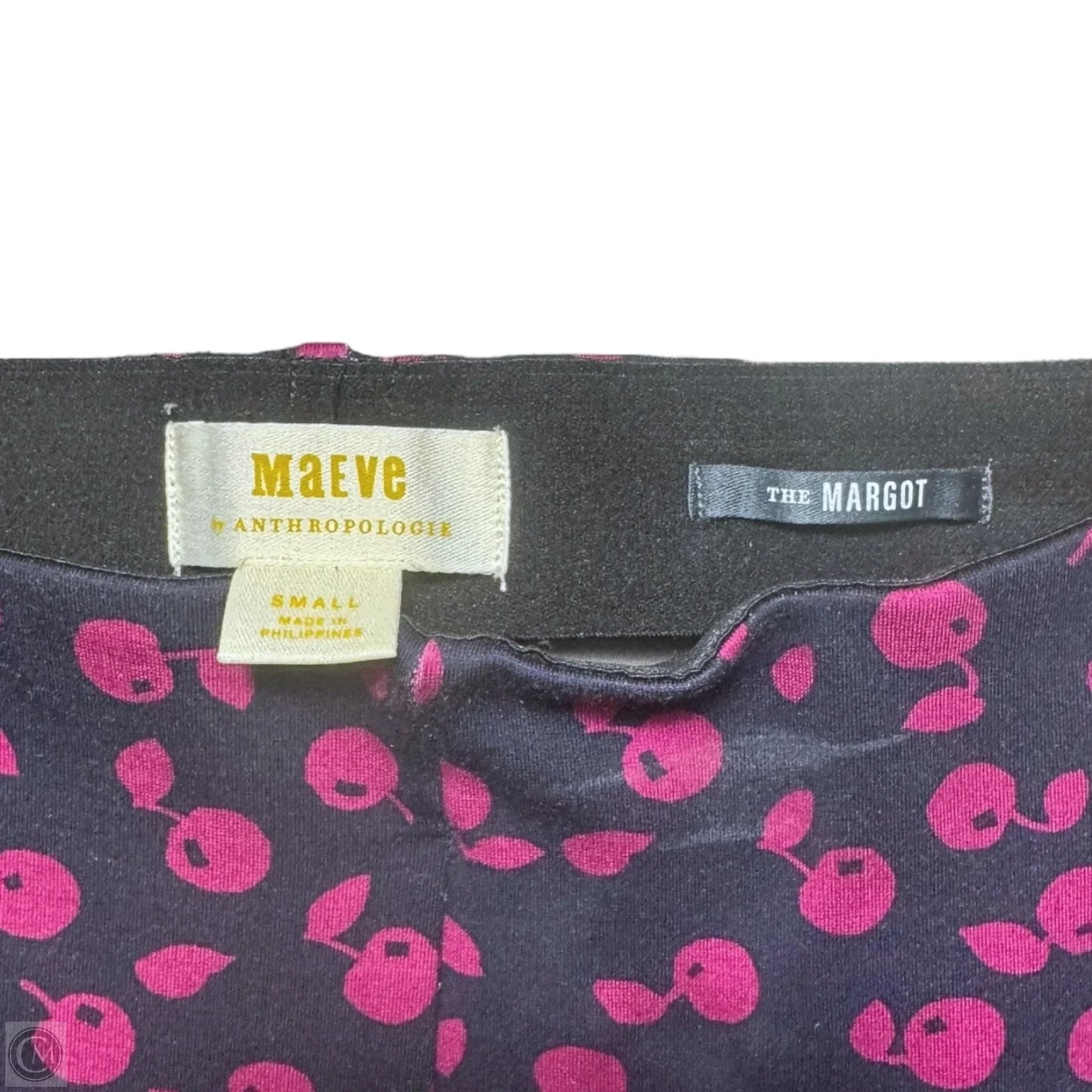 The Margot Pants Cropped By Maeve In Navy & Cherry Print, Size: S
