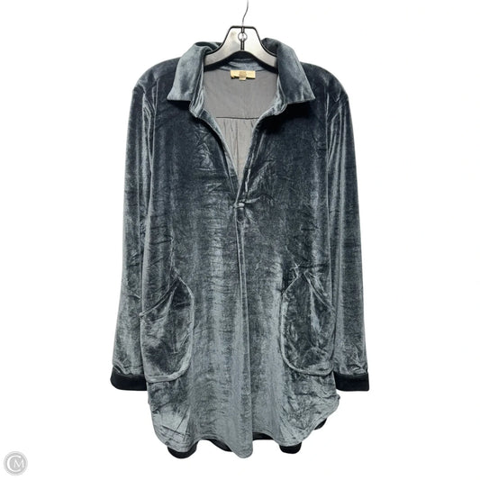 Velvet Tunic Long Sleeve By Entro In Blue, Size: L
