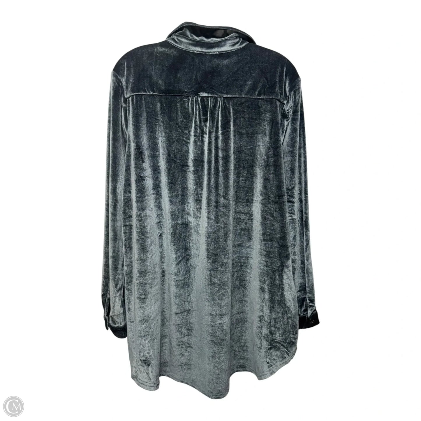 Velvet Tunic Long Sleeve By Entro In Blue, Size: L