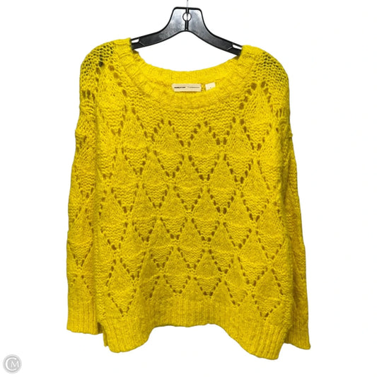 Alpaca Blend Open Knit Sweater By Sleeping On Snow by Anthropologie In Yellow, Size: S