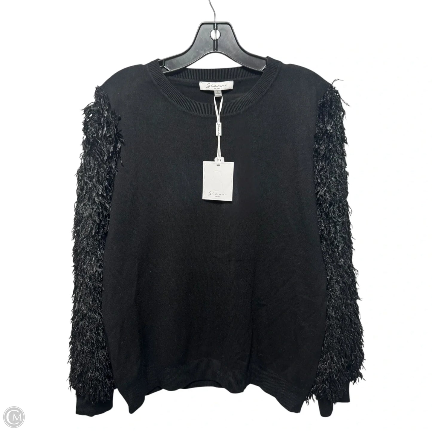 Feather Sleeve Sweater By Sioni In Black, Size: L