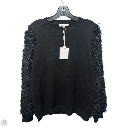 Feather Sleeve Sweater By Sioni In Black, Size: L