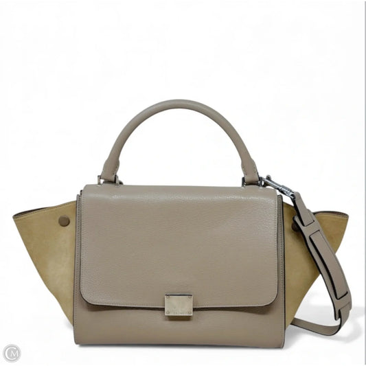 Drummed Calfskin Suede Medium Trapeze Souris Tote Luxury Designer By Celine, Size: Medium