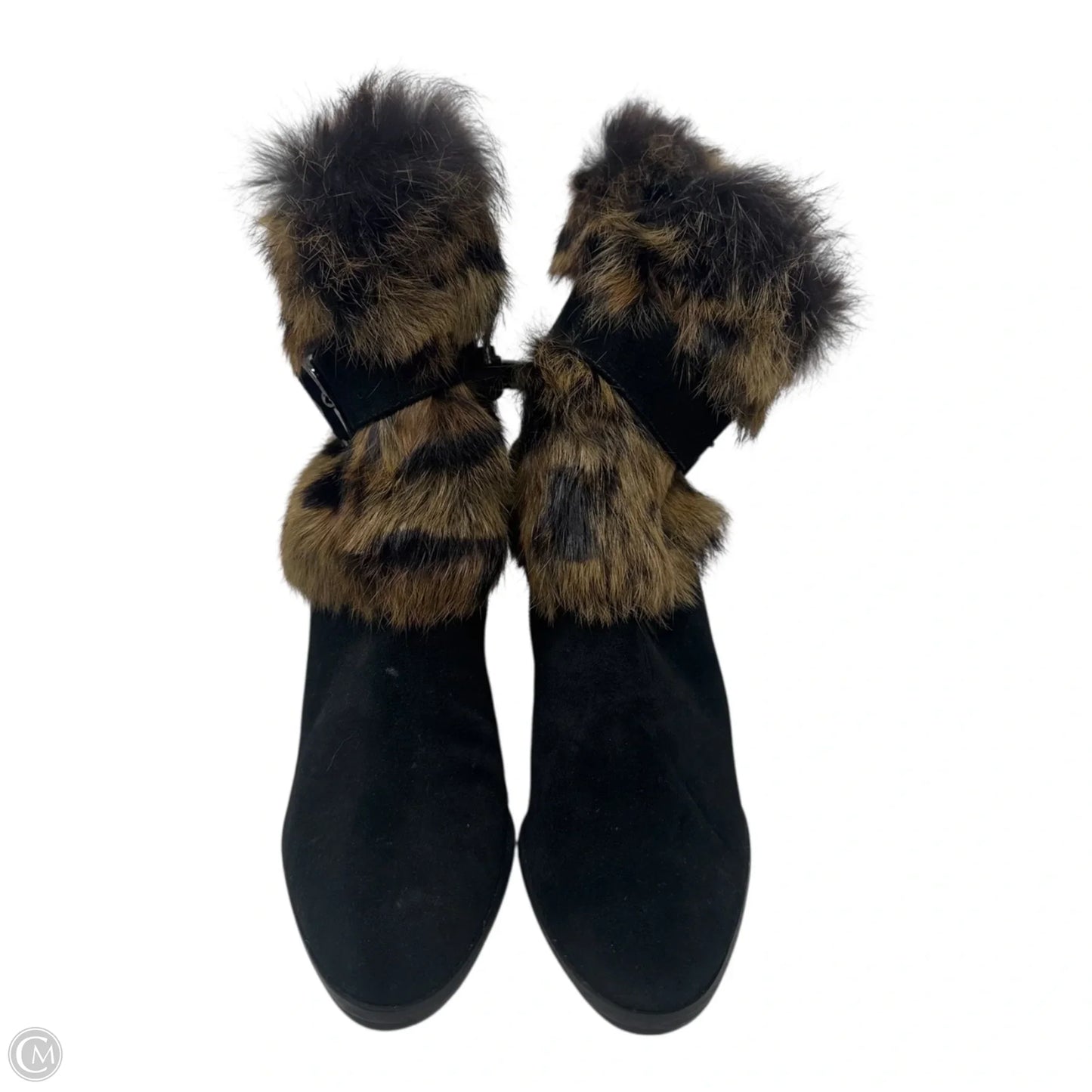 Fur Buckle Boots Designer By Stuart Weitzman In Animal Print, Size: 8