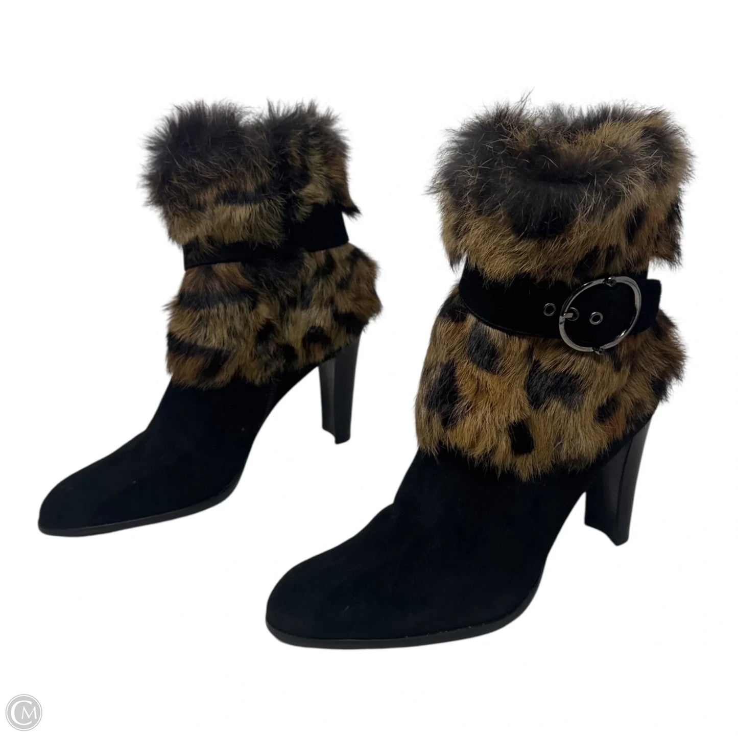 Fur Buckle Boots Designer By Stuart Weitzman In Animal Print, Size: 8