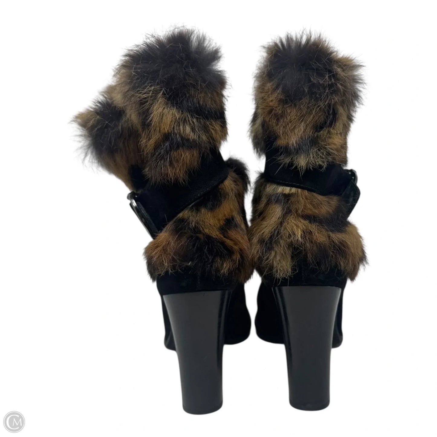 Fur Buckle Boots Designer By Stuart Weitzman In Animal Print, Size: 8