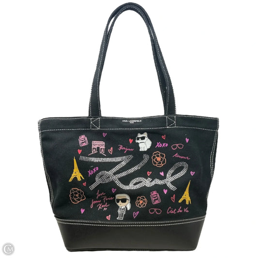 Cannes East West Embellished Tote Designer By Karl Lagerfeld, Size: Large