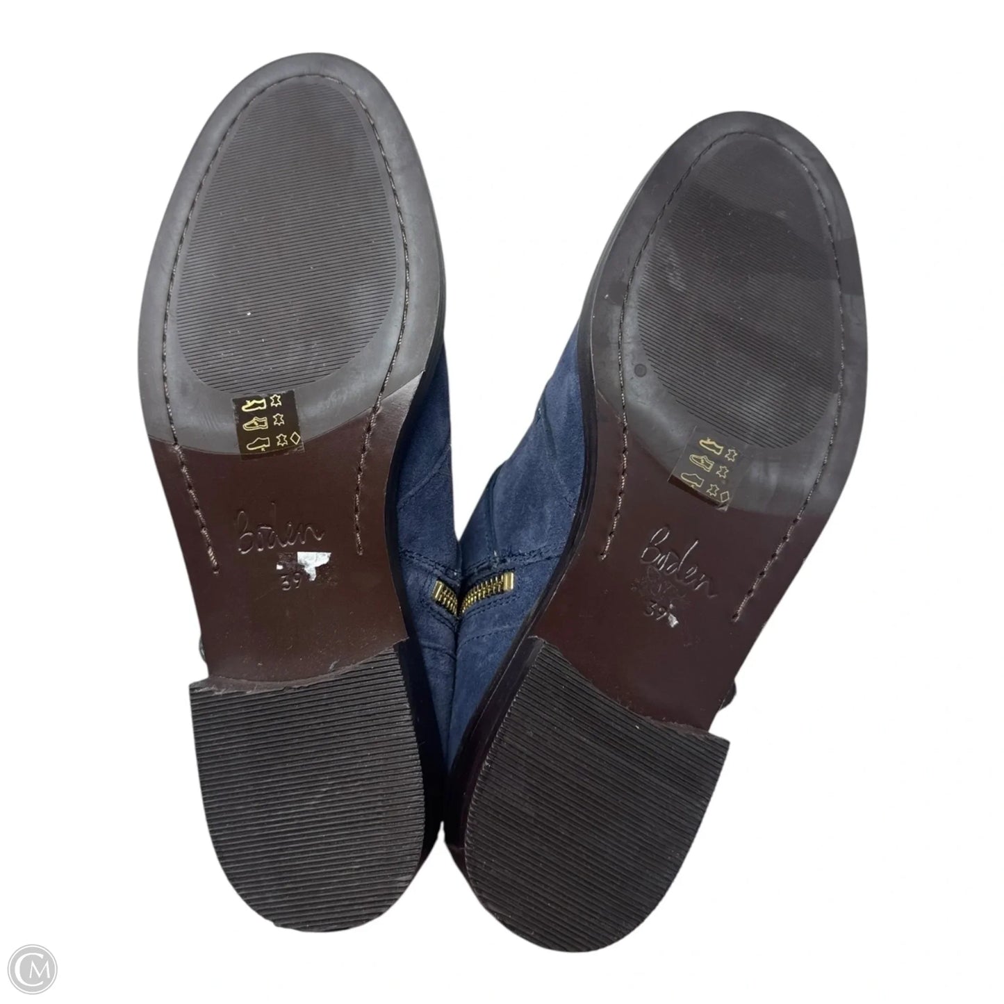 Suede Buckle Boots Ankle Flats By Boden In Blue, Size: 8.5