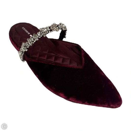 The Swan Velvet Embellished Shoes Flats By Birdies In Maroon, Size: 7.5