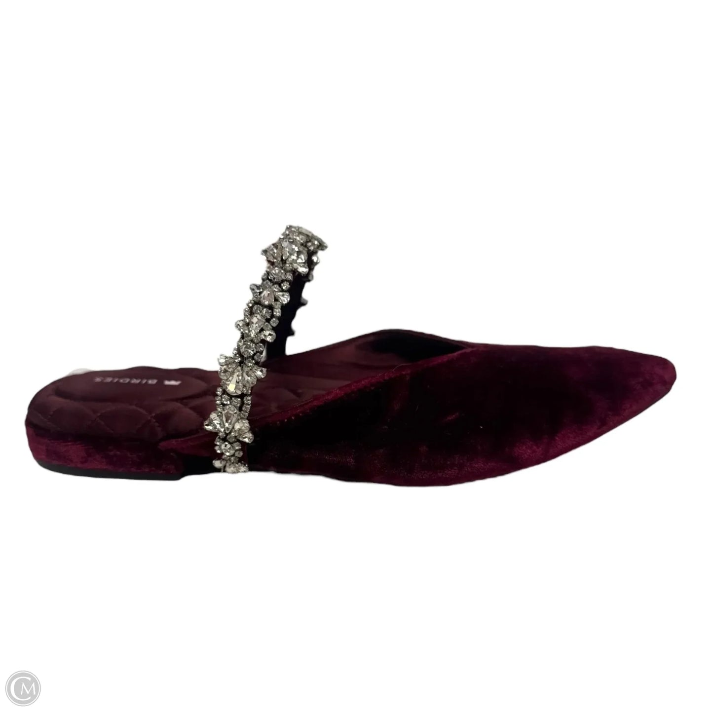 The Swan Velvet Embellished Shoes Flats By Birdies In Maroon, Size: 7.5