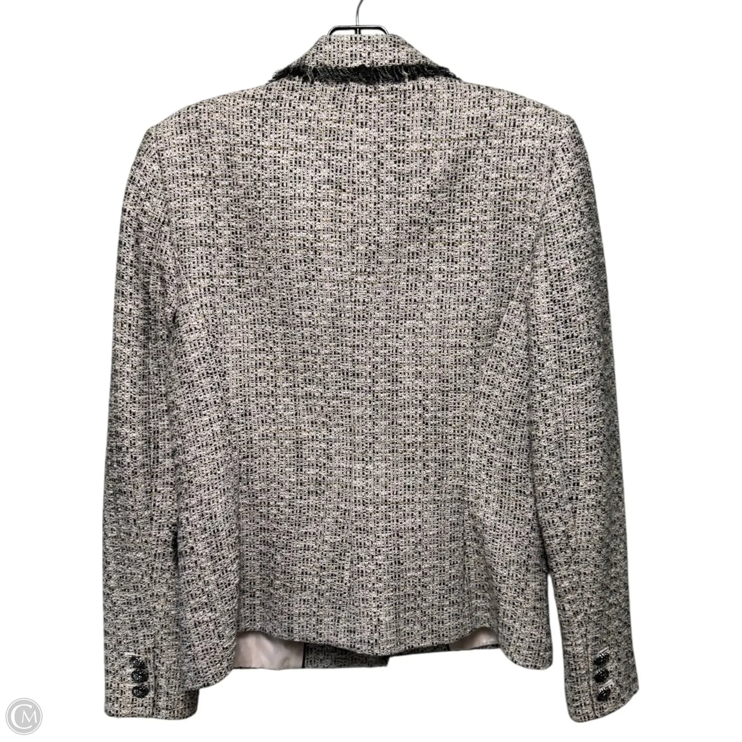 Tweed Blazer Designer By Karl Lagerfeld In Black & Pink, Size: 6
