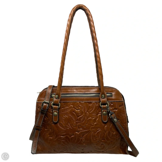 Calvi Square Satchel In Tooled Florence Designer By Patricia Nash, Size: Medium